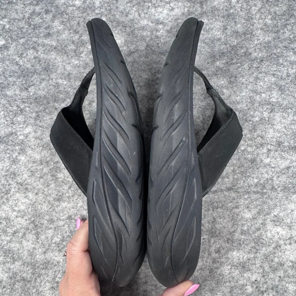 Hoka Ora Recovery Flip Flops Women Size 8 Thongs Slides Black Sandals Comfort